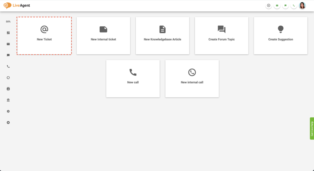 Criar novo ticket no LiveAgent