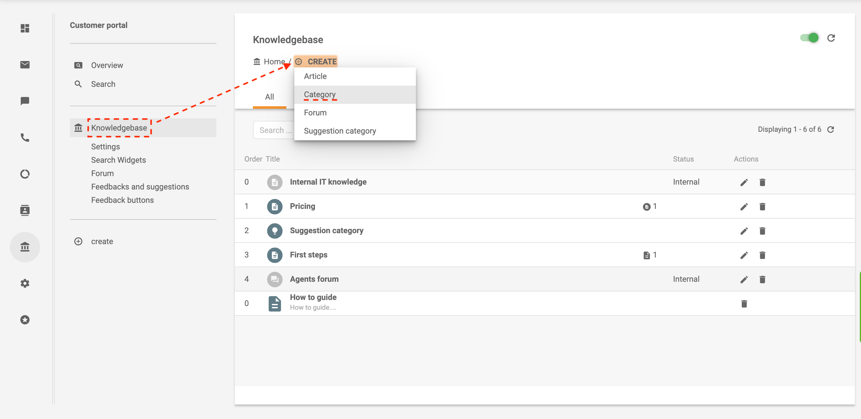 Criar categoria no LiveAgent