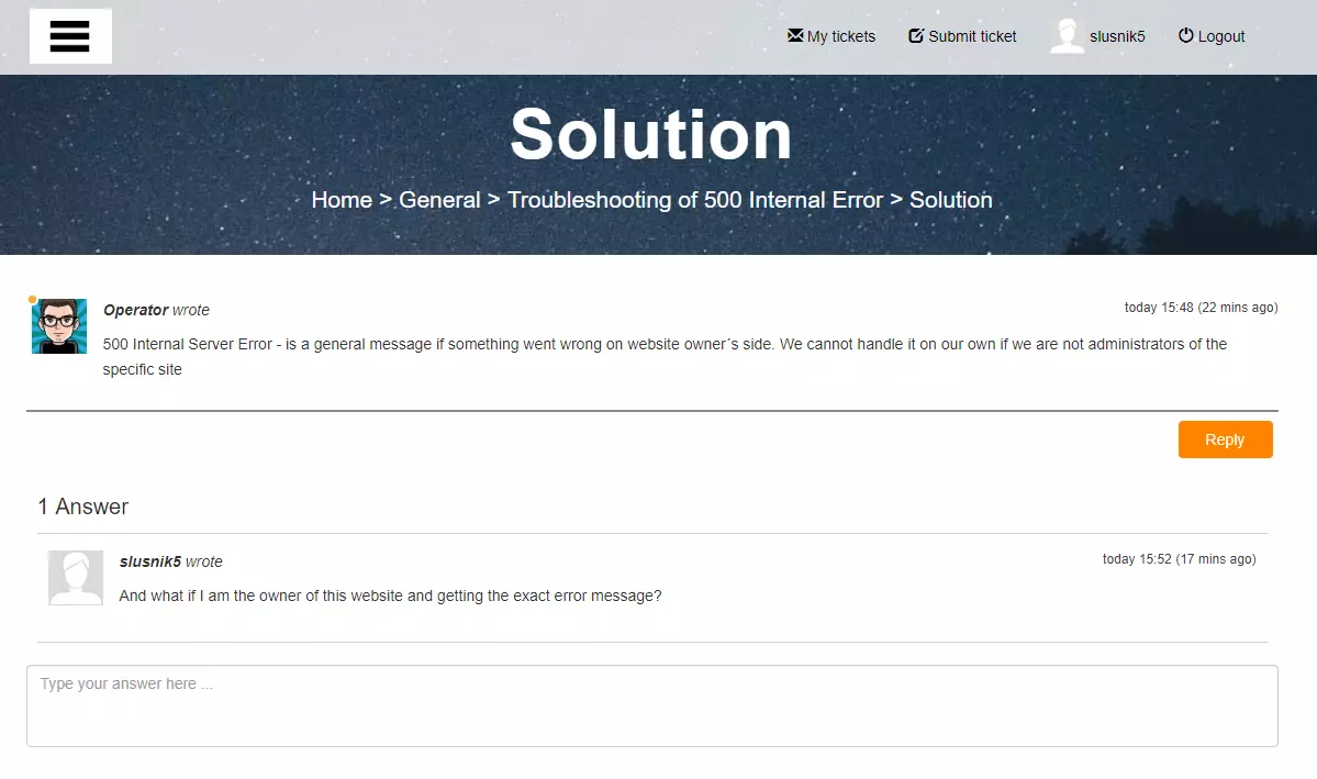 Exemplo de fórum público de cliente