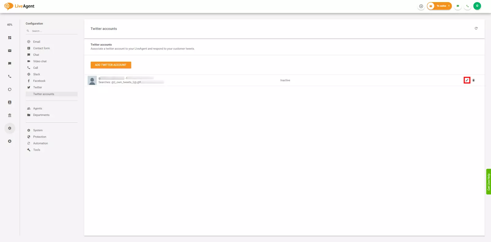 Editar configurações da conta do Twitter