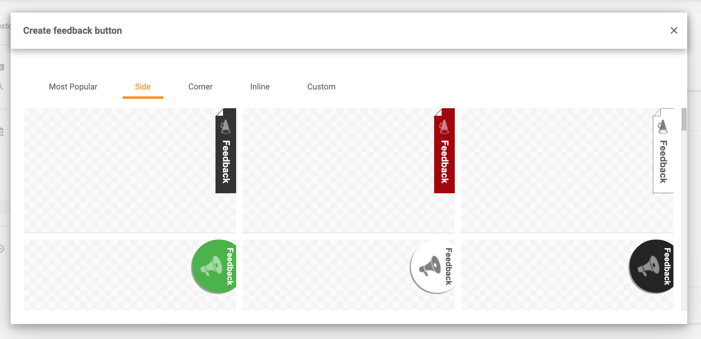 Botões de feedback laterais