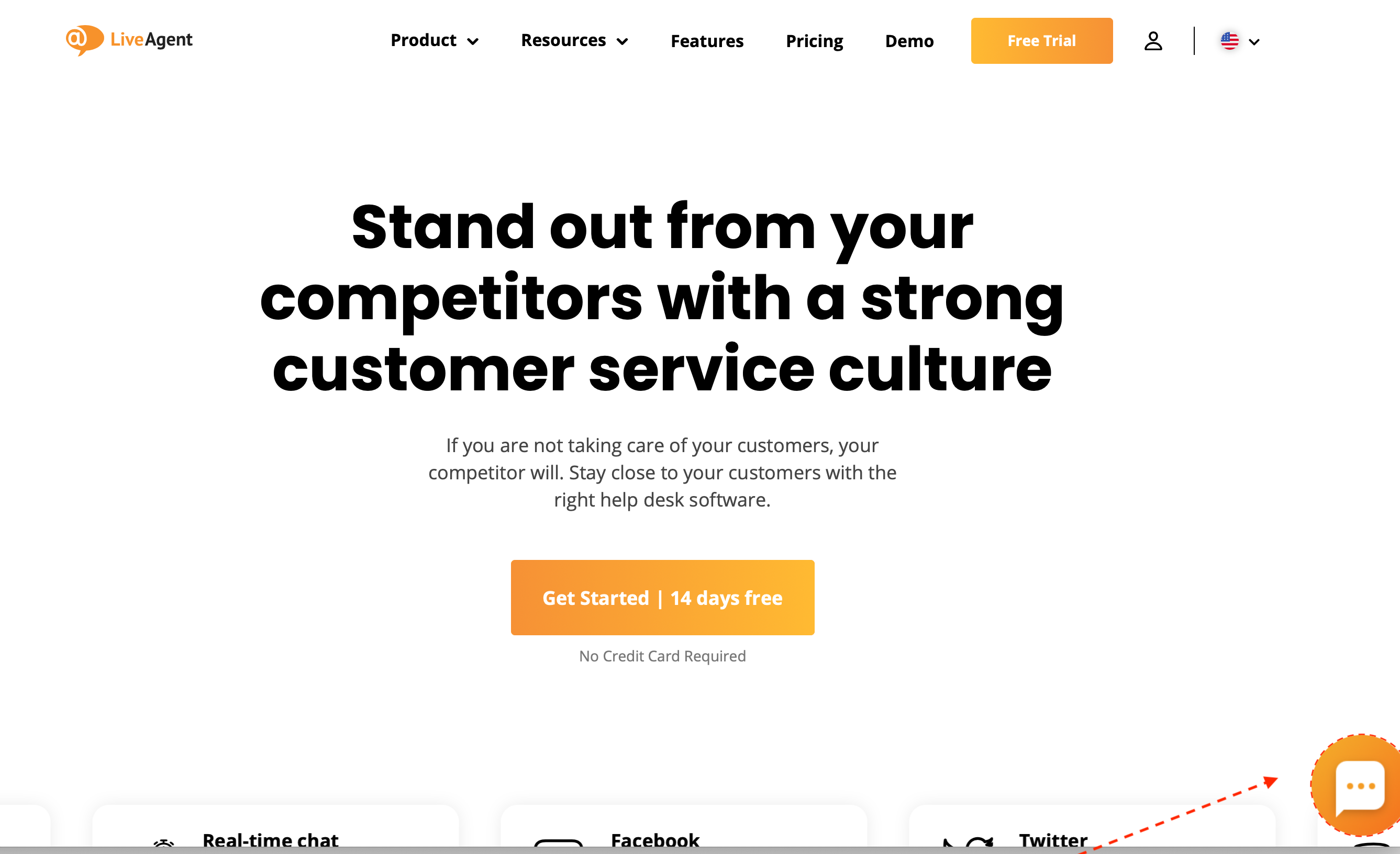 Exemplo de botão de chat do LiveAgent