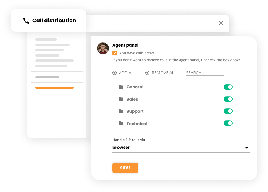 Configurações de distribuição de chamadas