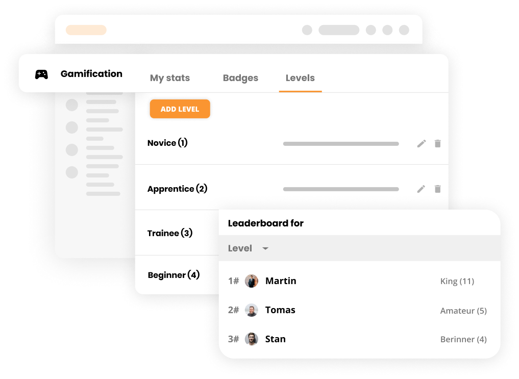 Leaderboard para Níveis mostrando progressão de agentes