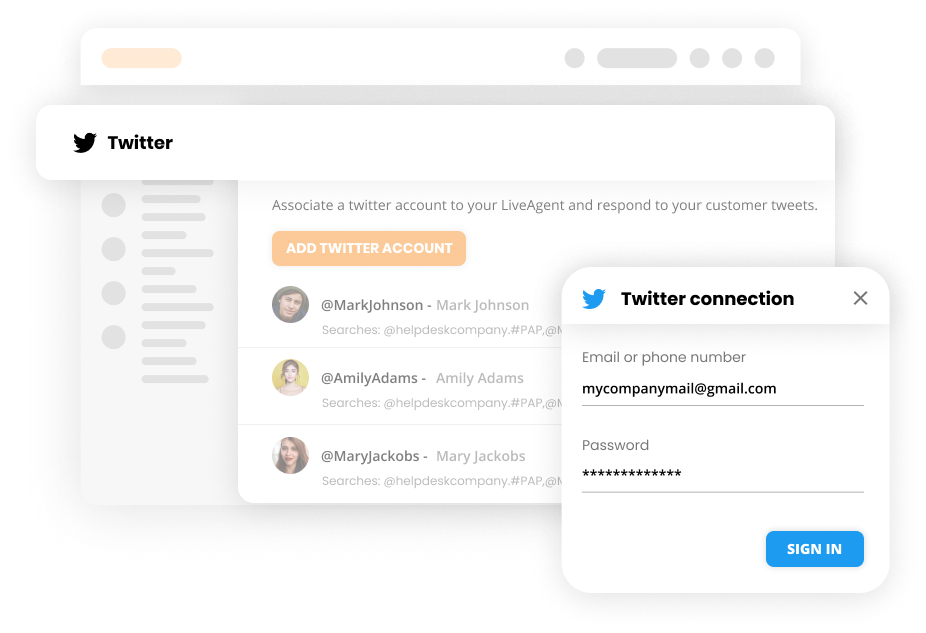 Conectar Twitter com software de help desk - LiveAgent
