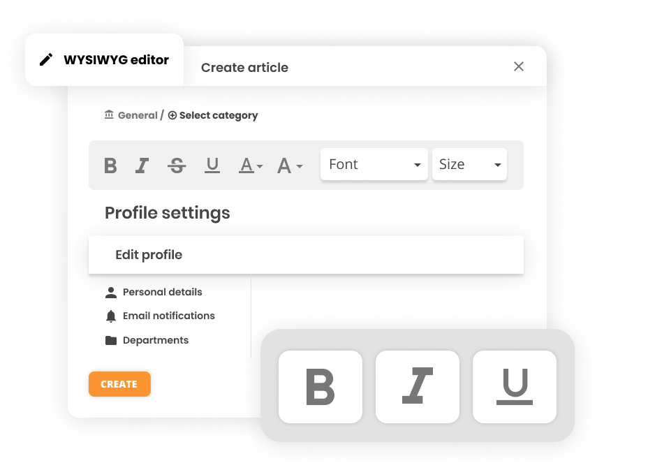 Editor WYSIWYG em software de Help desk - LiveAgent