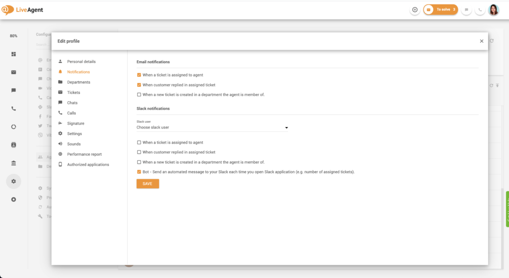 Configuração de notificações de responsabilidade