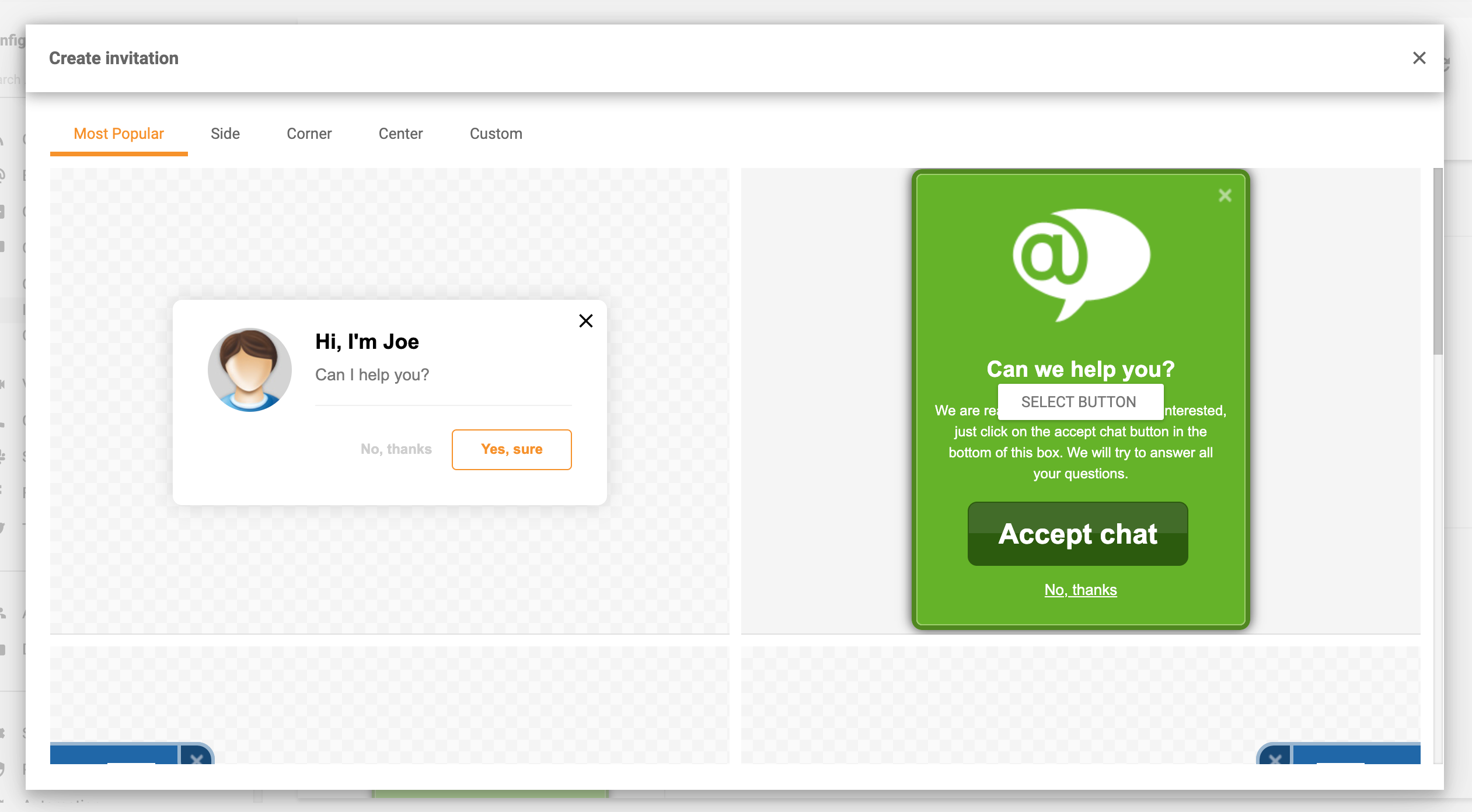 Recurso de convites de chat proativo no LiveAgent