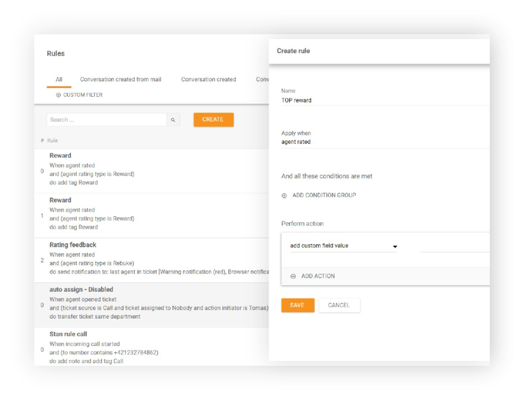 Criar regra no LiveAgent