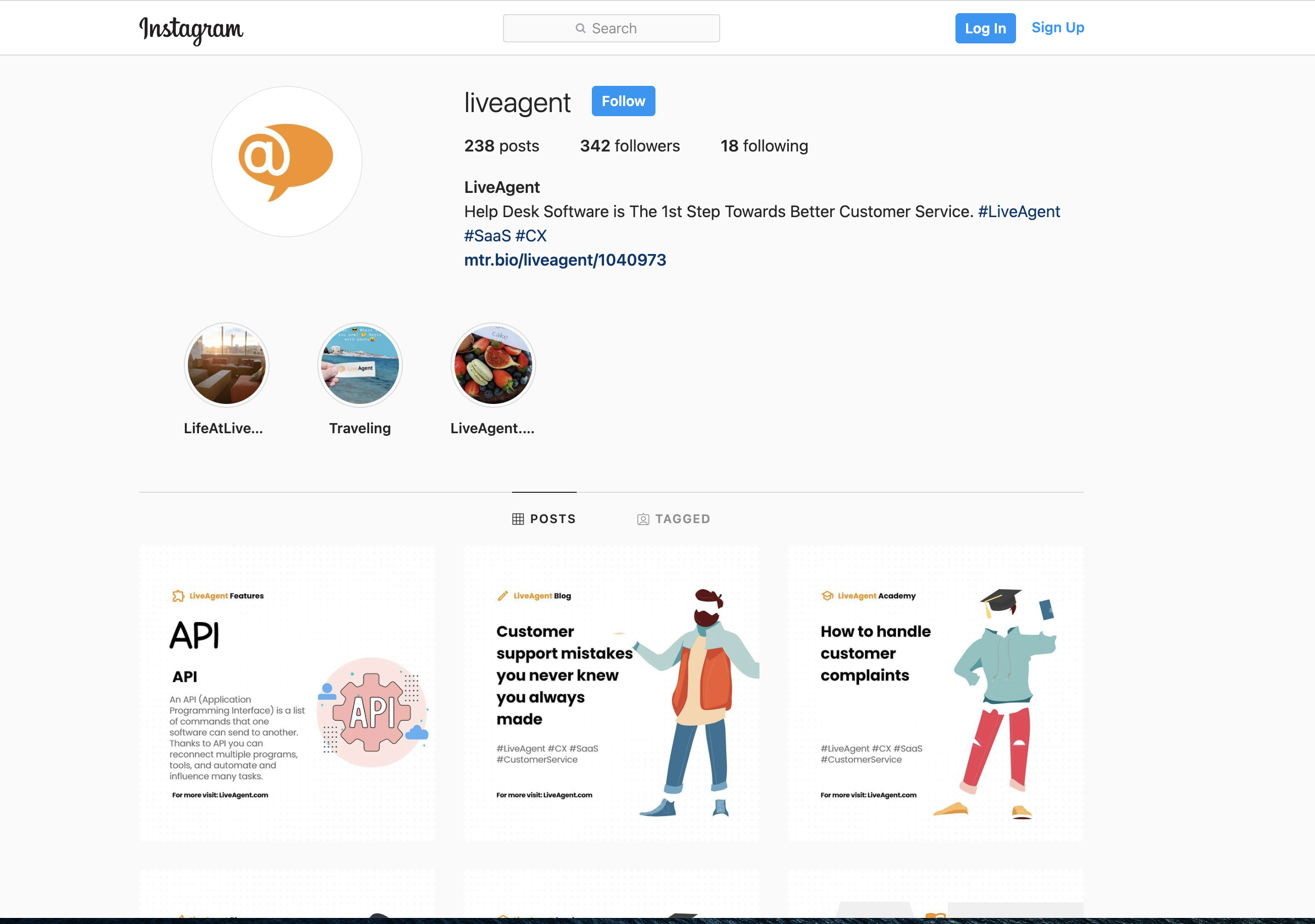 LiveAgent Instagram page preview
