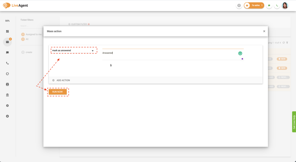 Selecionar ação em massa da lista