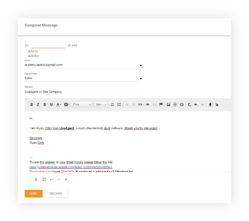 Editor WYSIWYG - Novo ticket