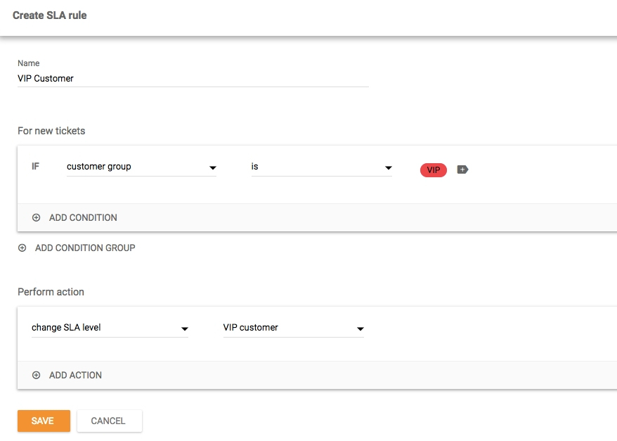 SLA de grupo de contatos