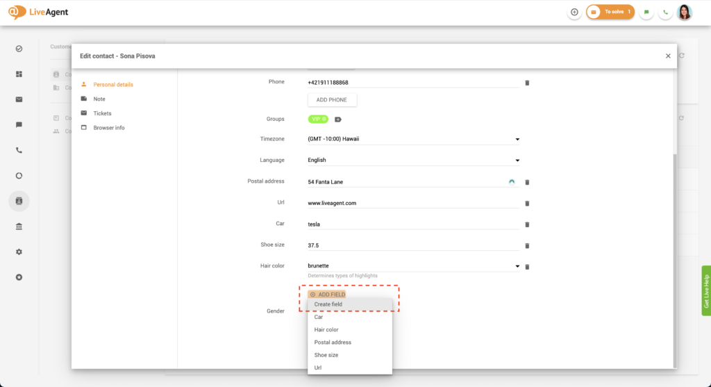 Criando campo em contato