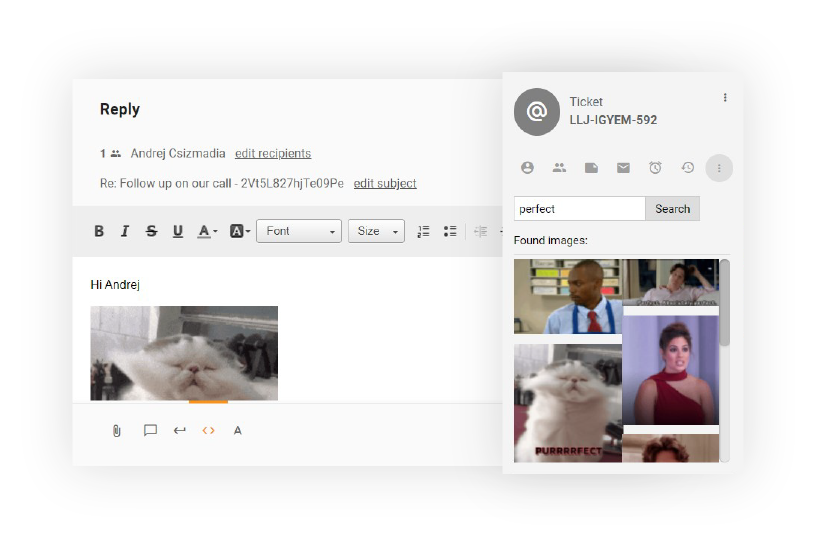 GIFs em tickets LiveAgent