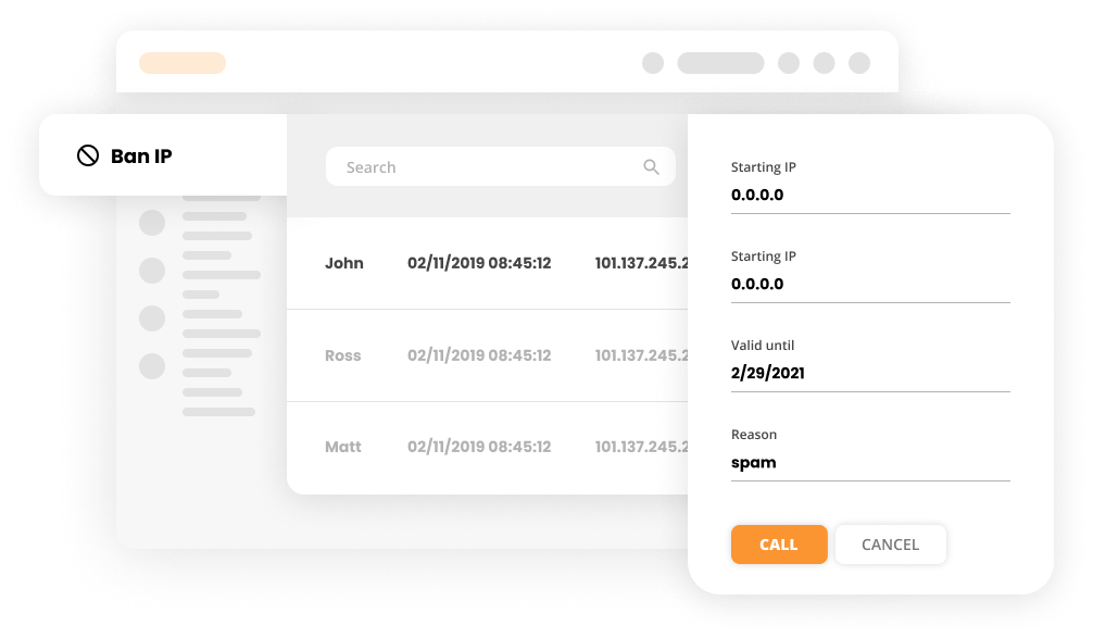 Interface de Banimento de IP no LiveAgent