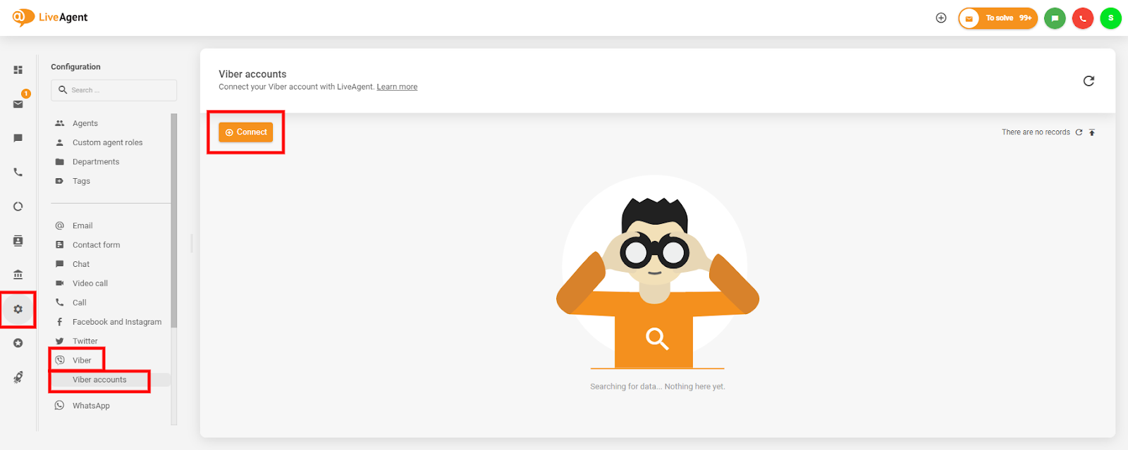 Como encontrar integração Viber no painel LiveAgent