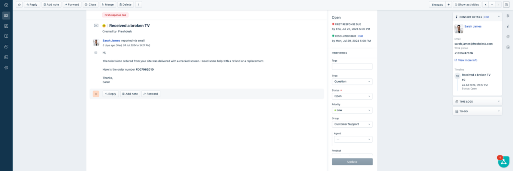 Ambiente de Tickets do Freshdesk
