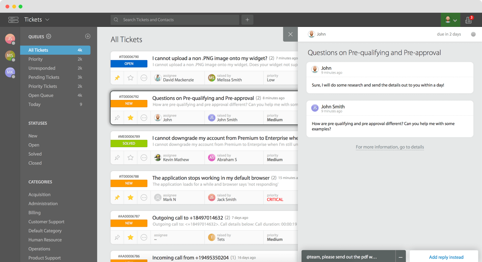 Interface do usuário HappyFox