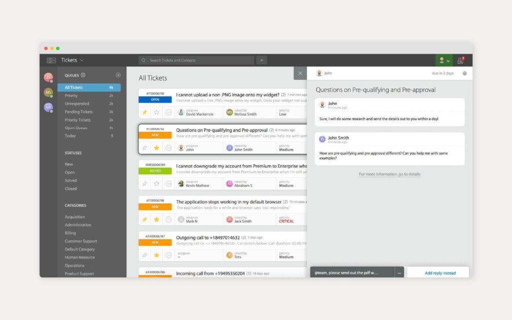 Captura de tela da ferramenta de base de conhecimento HappyFox em uso