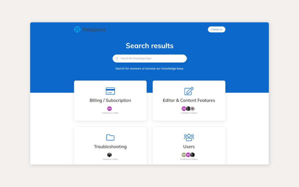 Sistema de base de conhecimento HelpJuice em uso