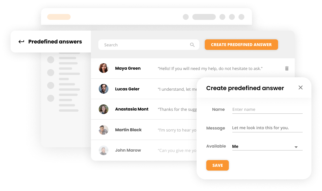 Exemplo de respostas predefinidas