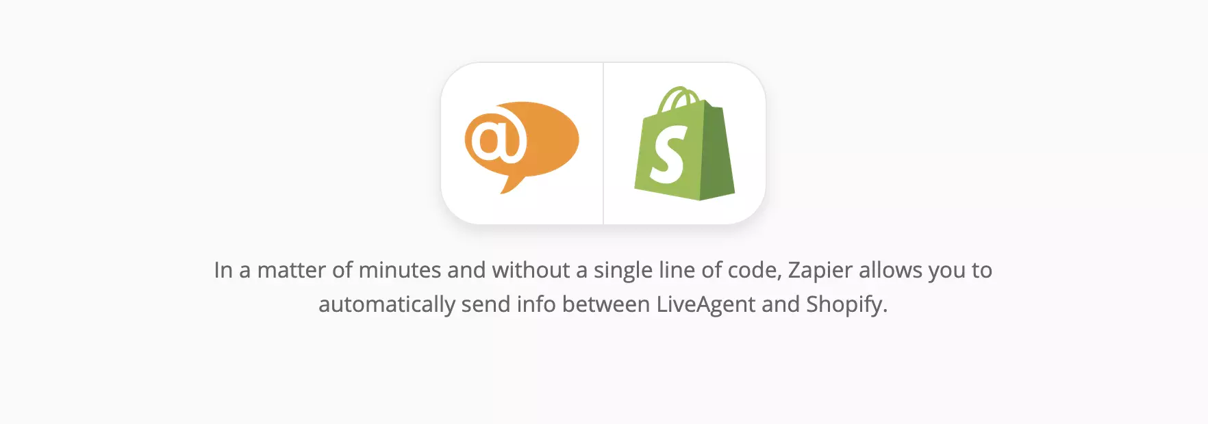 Página de integração LiveAgent e Shopify no Zapier