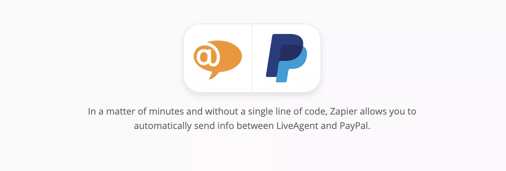 Página de integrações do LiveAgent e PayPal no Zapier