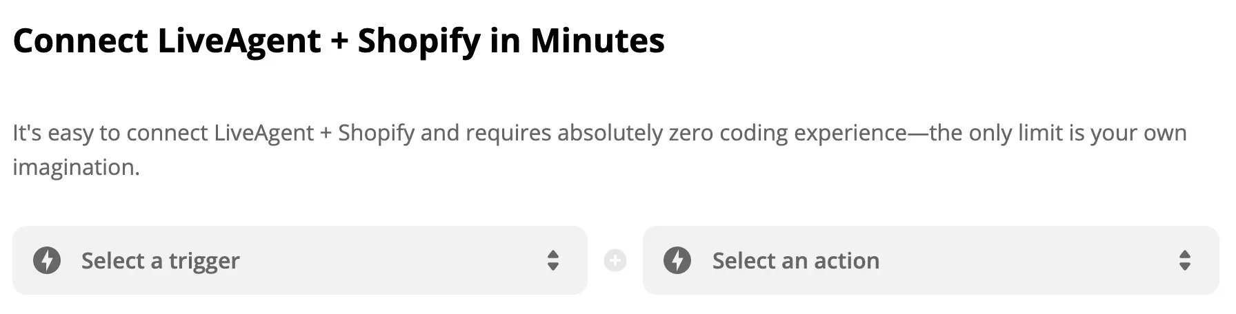 Selecione gatilho e ação no Zapier