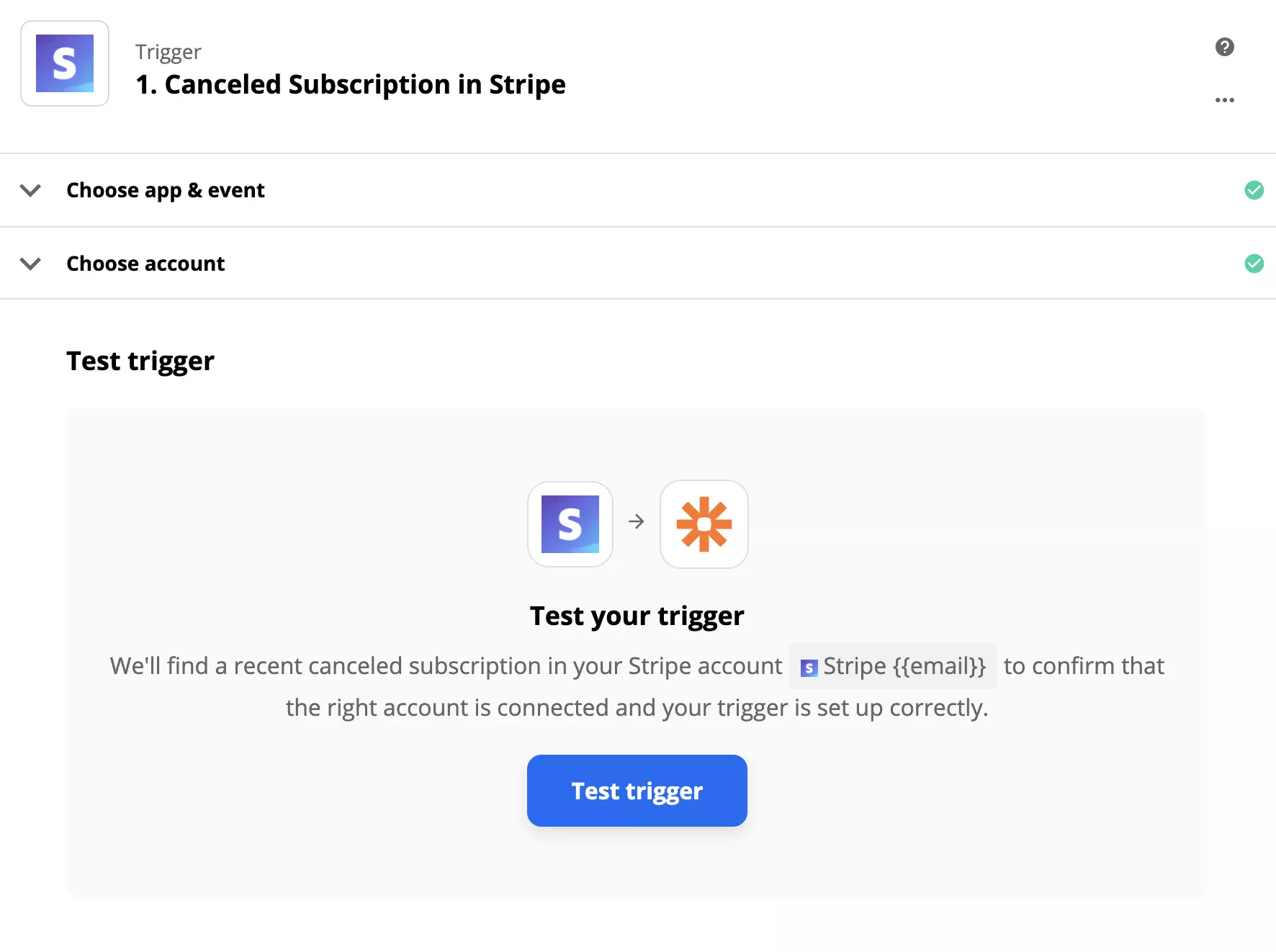 Teste de trigger do Stripe no Zapier