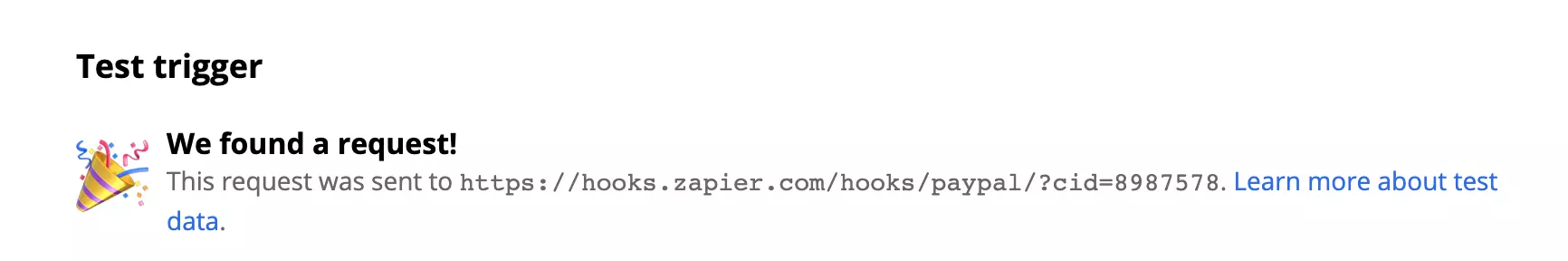 Teste bem-sucedido do gatilho Venda Bem-Sucedida do PayPal