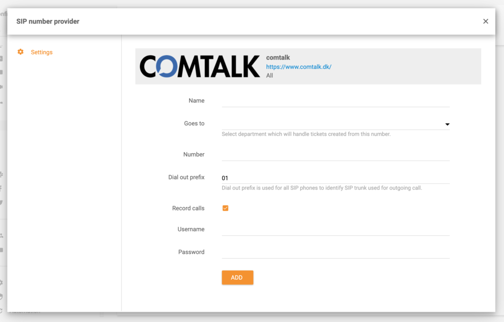 Integração ComTalk LiveAgent