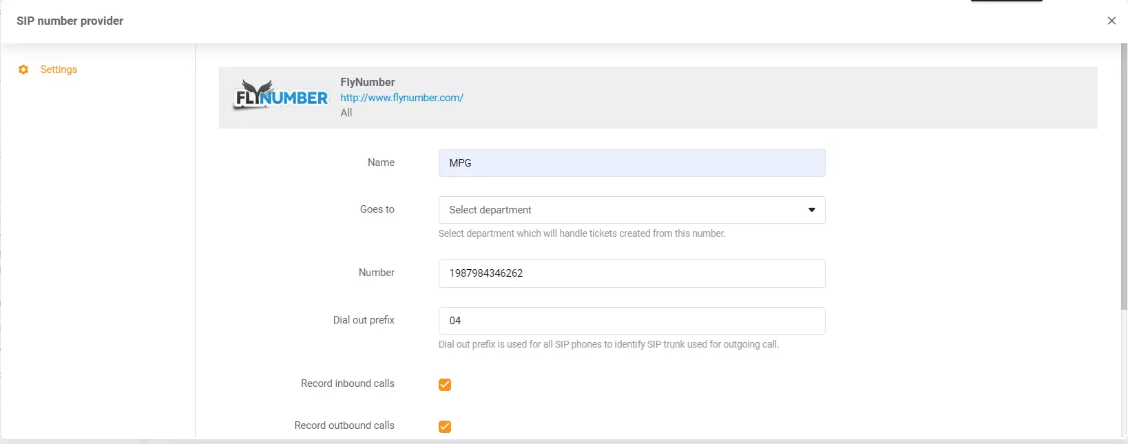 Credenciais FlyNumber