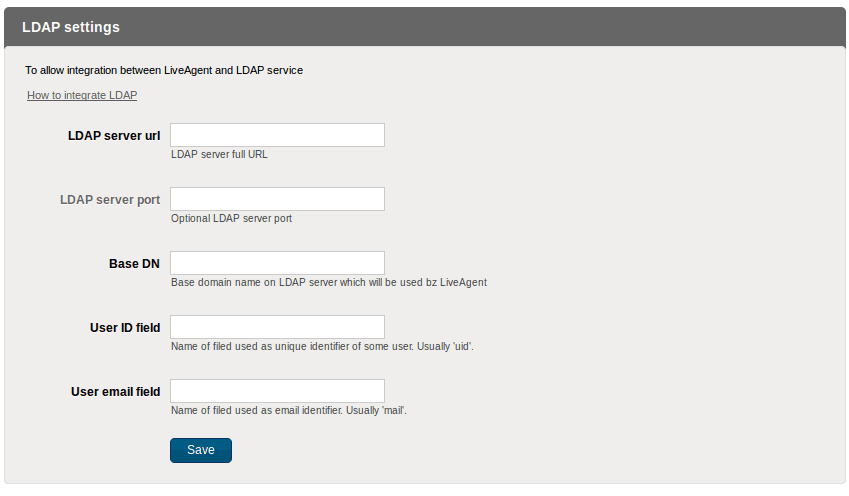 Janela de Configuração LDAP