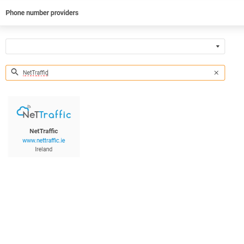 Seleção de provedor NetTraffic em LiveAgent