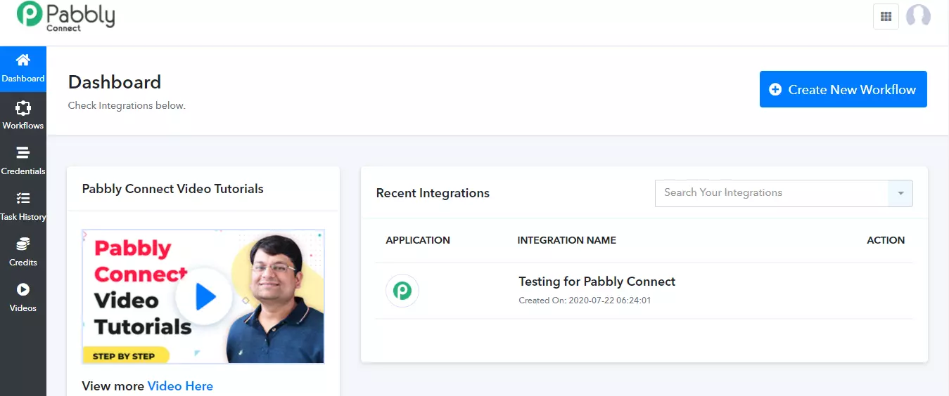 Painel do Usuário Pabbly Connect