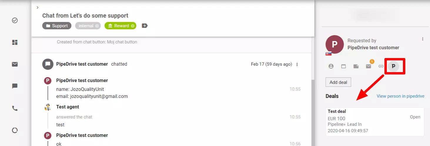 Recursos de integração PipeDrive em LiveAgent