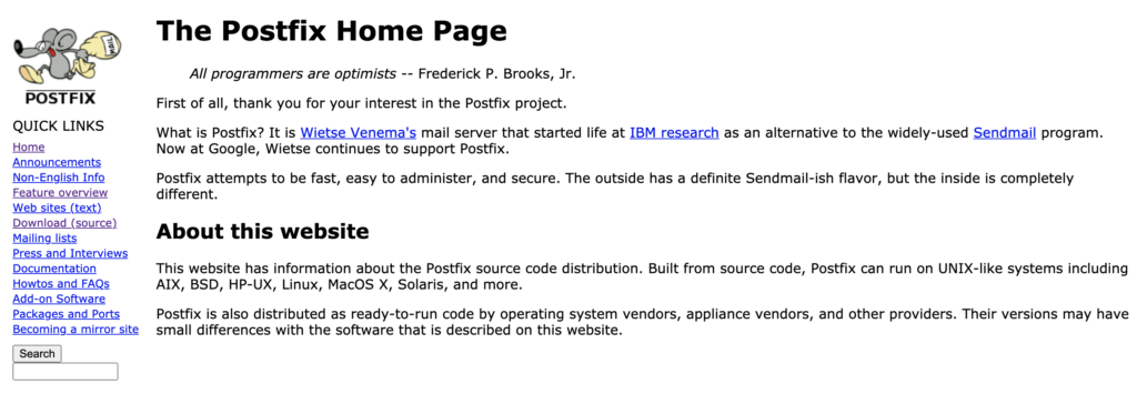 Site do Postfix com explicação do Postfix