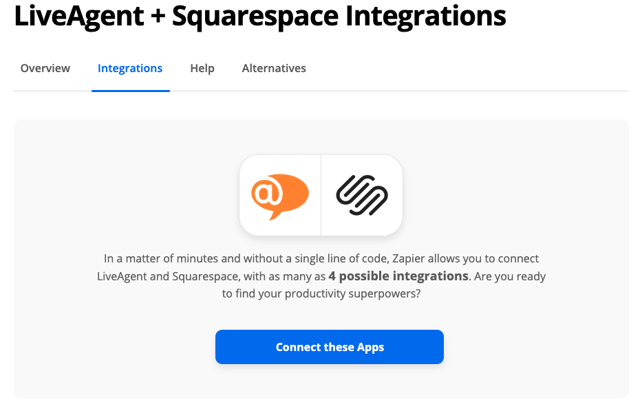 Conectar LiveAgent com Squarespace via Zapier