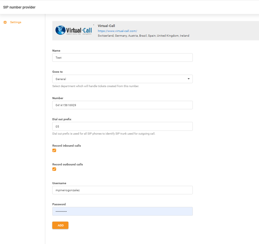 Credenciais Virtual-Call