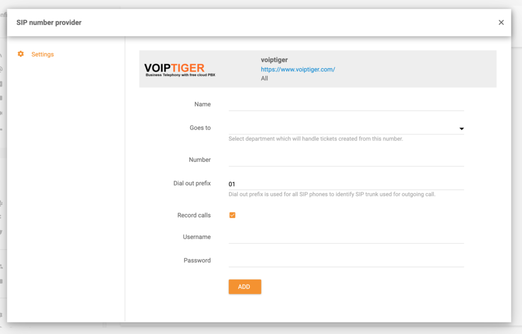 VoipTiger no LiveAgent