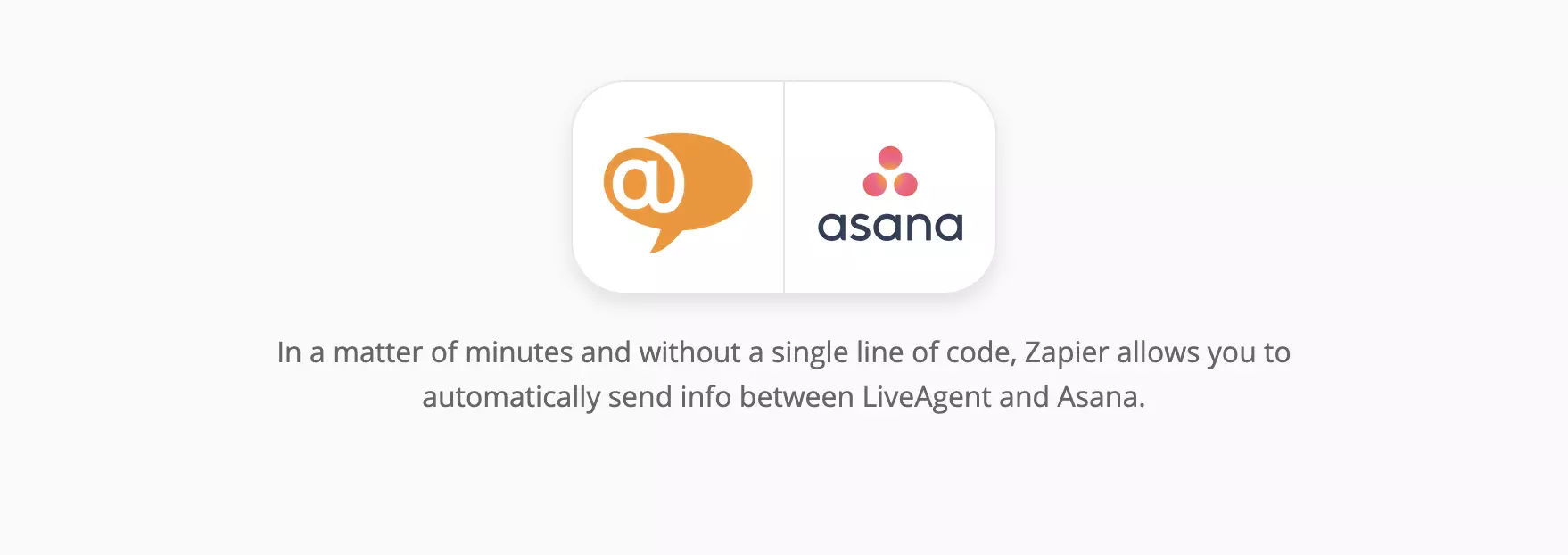Página de integração LiveAgent e Asana no Zapier