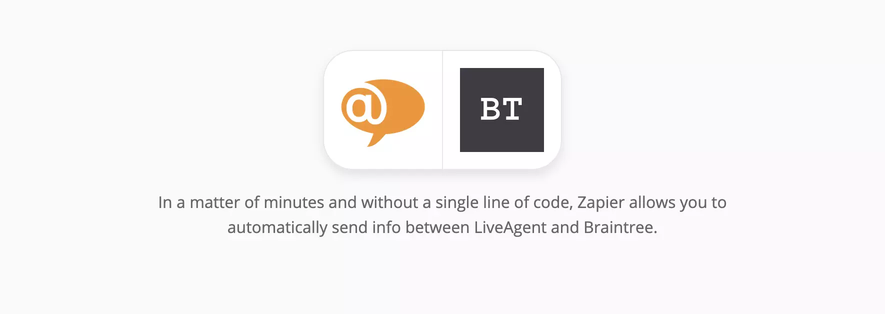 Página de integração LiveAgent e Braintree no Zapier