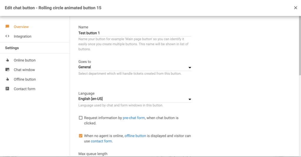 Configure o botão de chat no LiveAgent