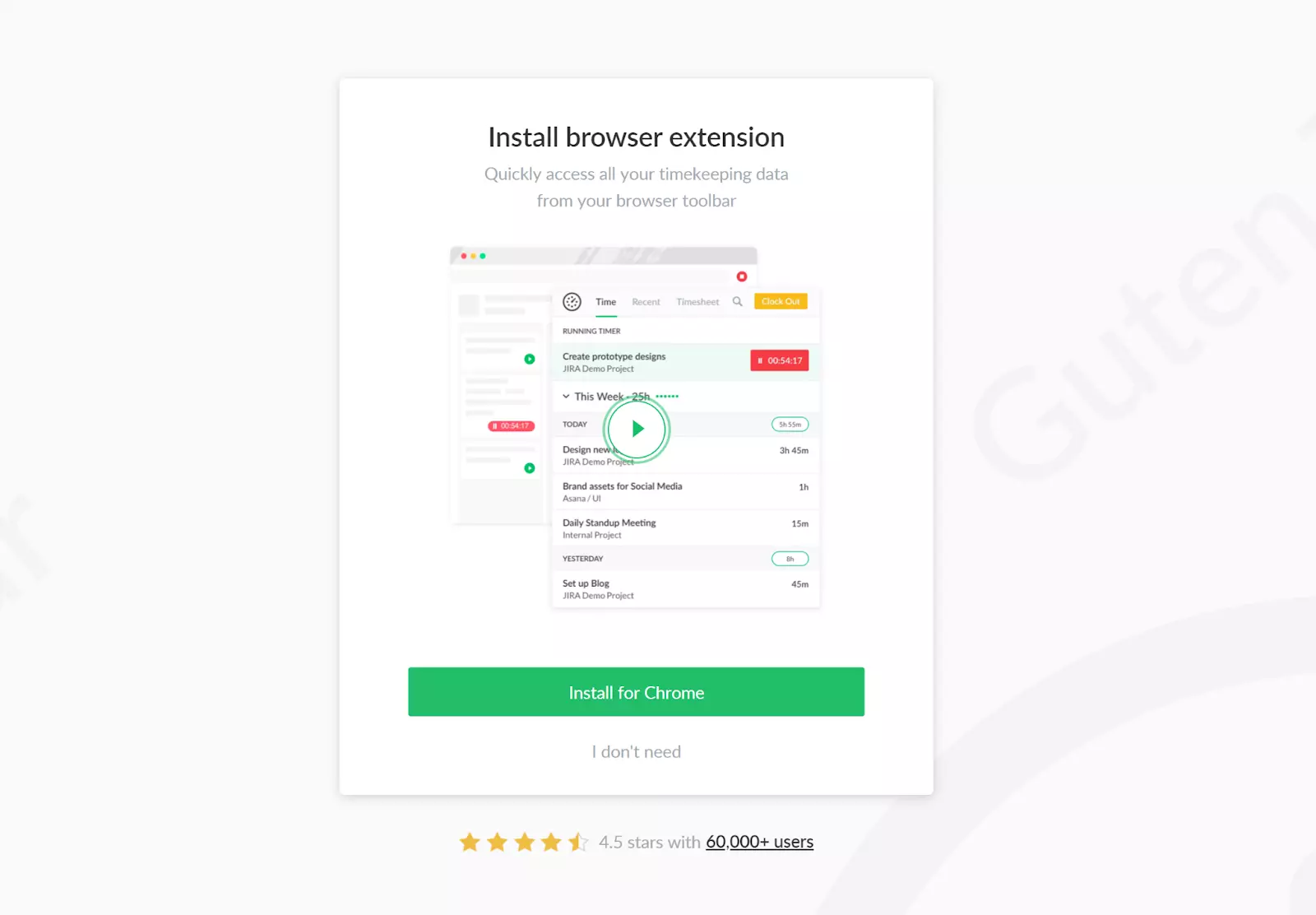 Instalar extensão de navegador Everhour