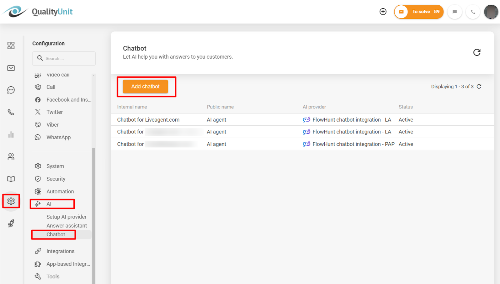 Adicionando chatbot de IA FlowHunt