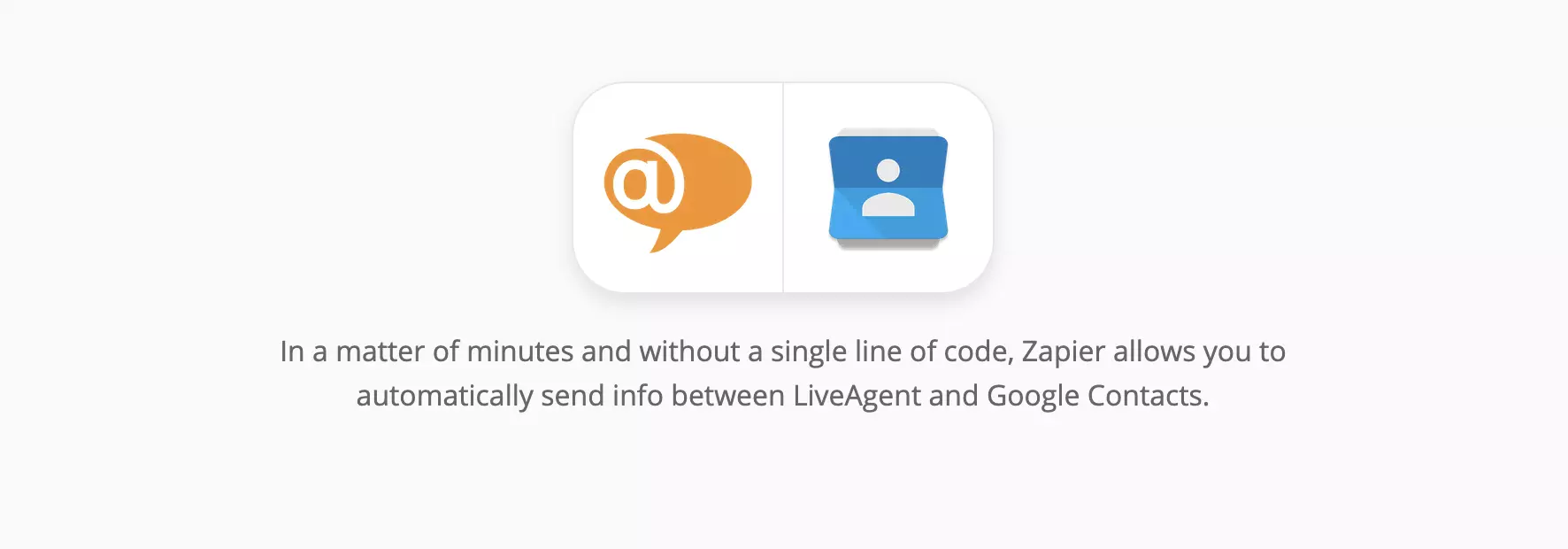 Página de integrações do LiveAgent e Google Contacts no Zapier