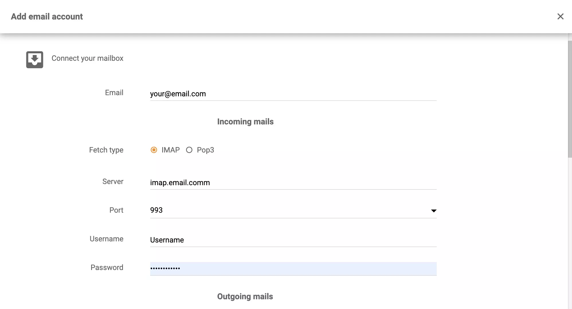 Configuração da integração do hMailServer no LiveAgent