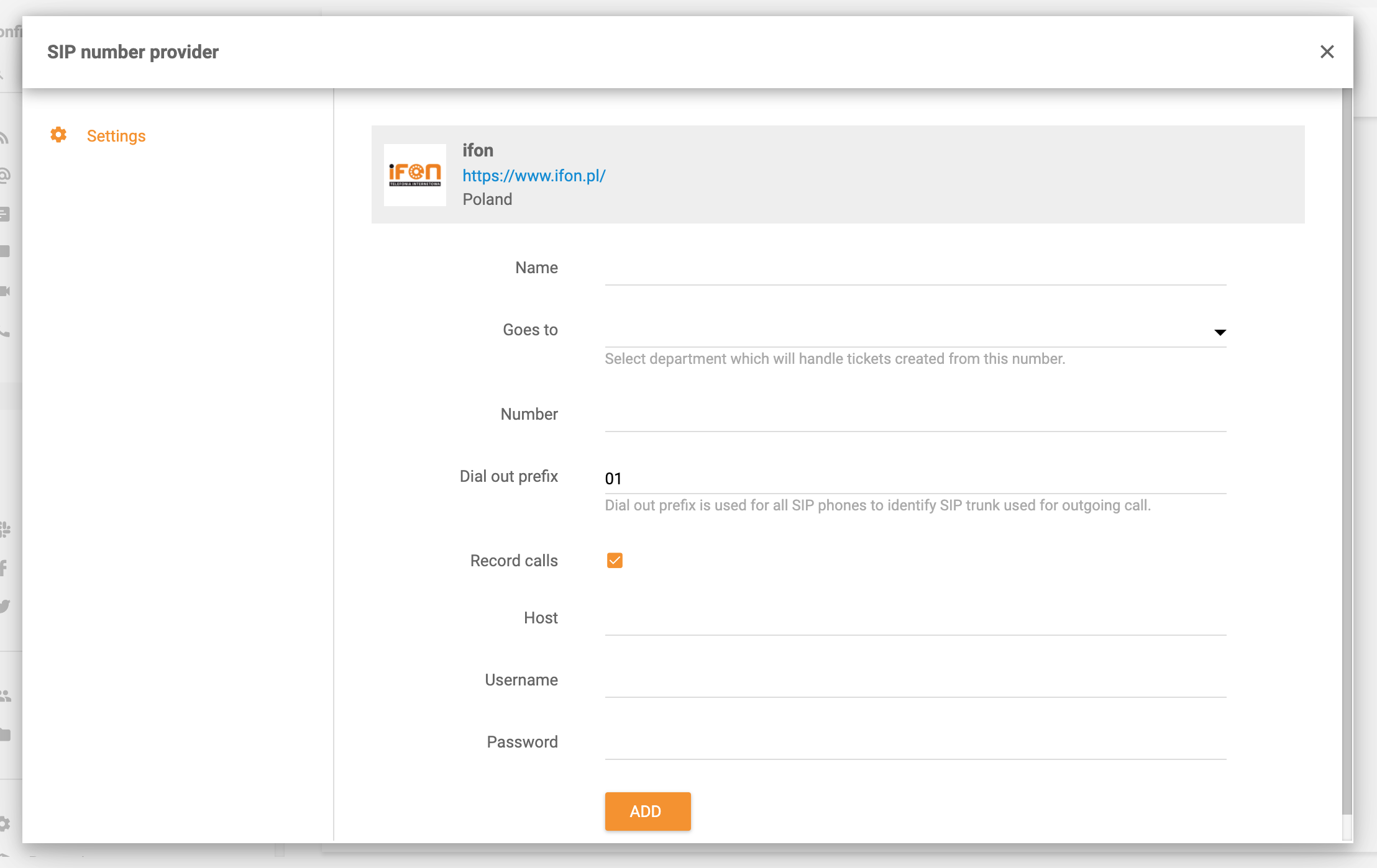 Integração iFON no LiveAgent