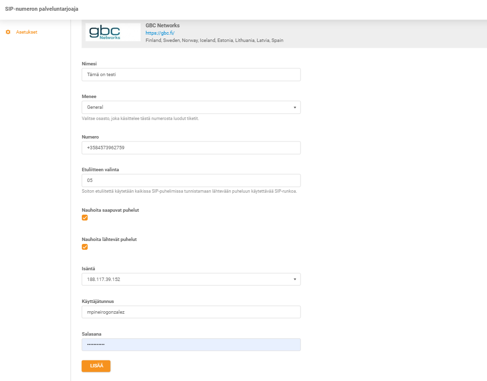 Credenciais GBC Networks